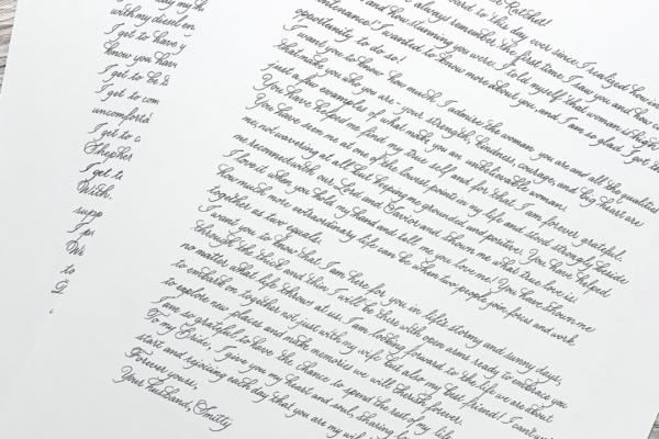 Captivating Calligraphy - Commissions - Wedding Vows